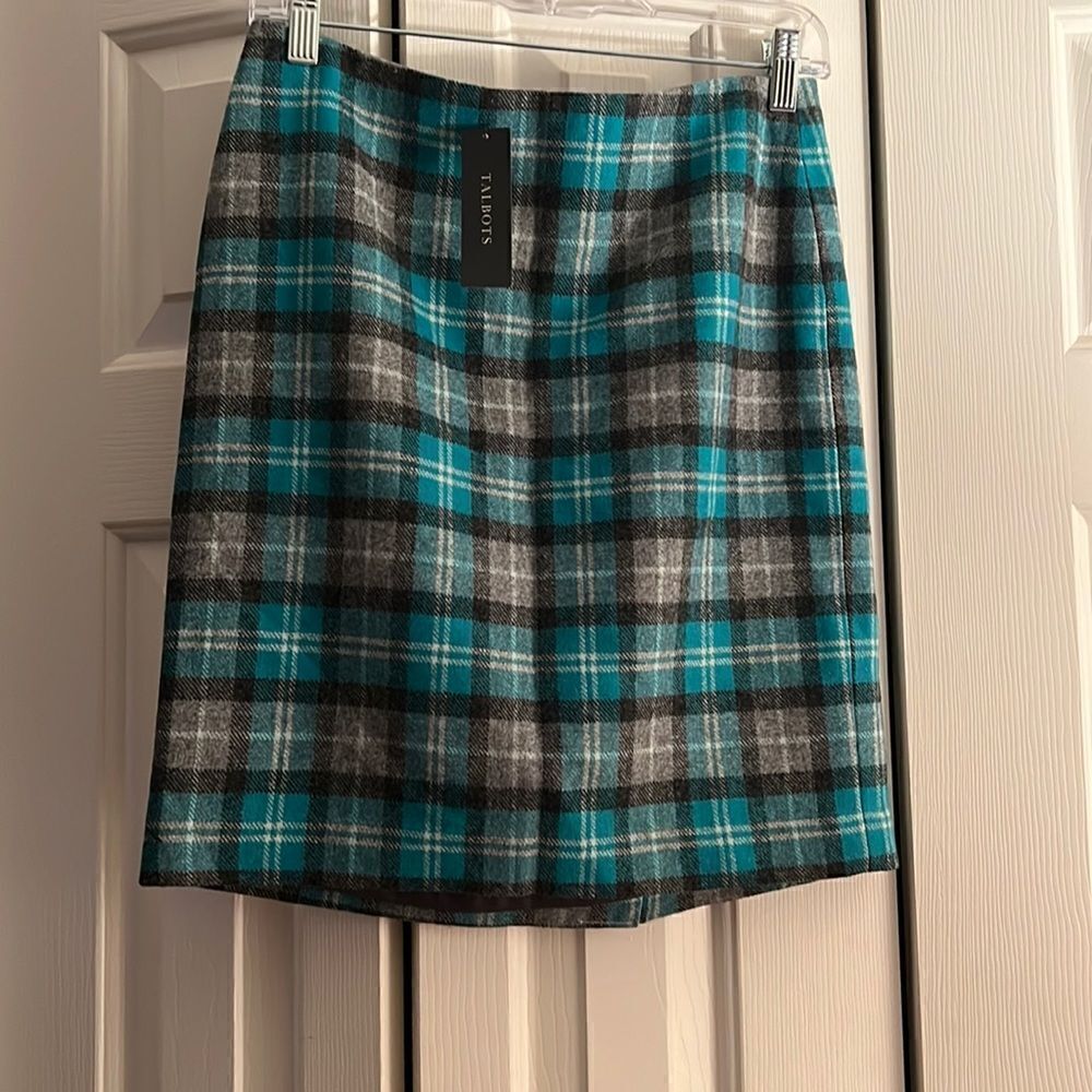 NWT Talbots Petites Charming Plaid Midi Skirt